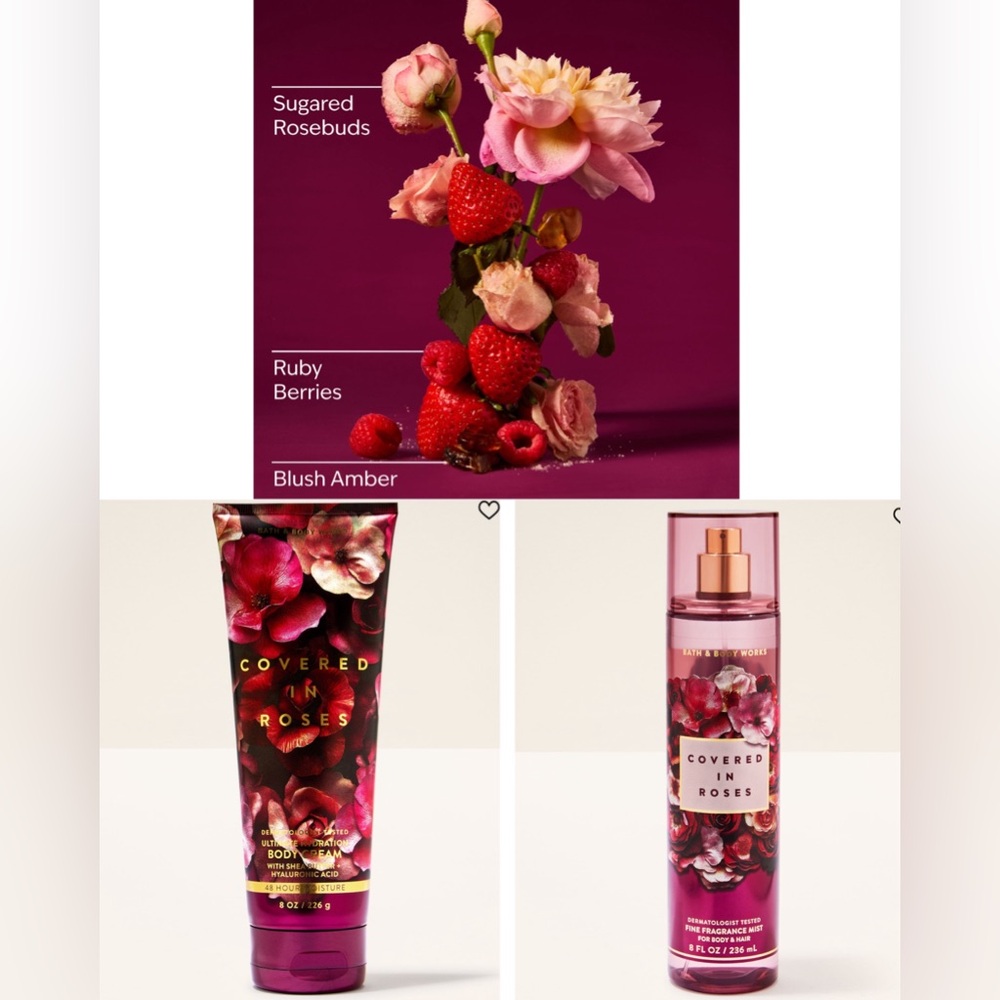Bath & Body Works Covered in Roses Hydrating Body Cream & Body Mist Set